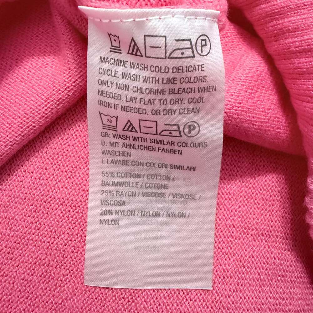 Isaac Mizrahi Live! Scallop Trim Cardigan Sweater Size L Pink - Picture 4 of 6
